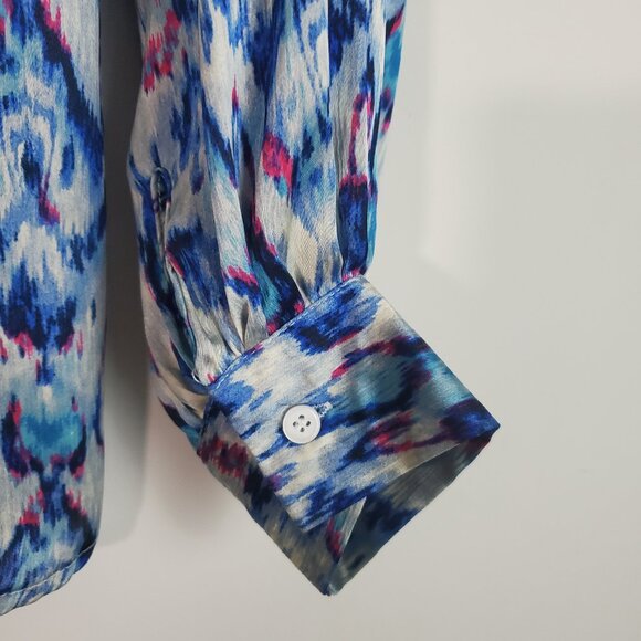 Hazel Hazel Hazel Top Medium Blue Abstract Ikat Boho Maximalist Popover Artsy - Picture 7 of 12